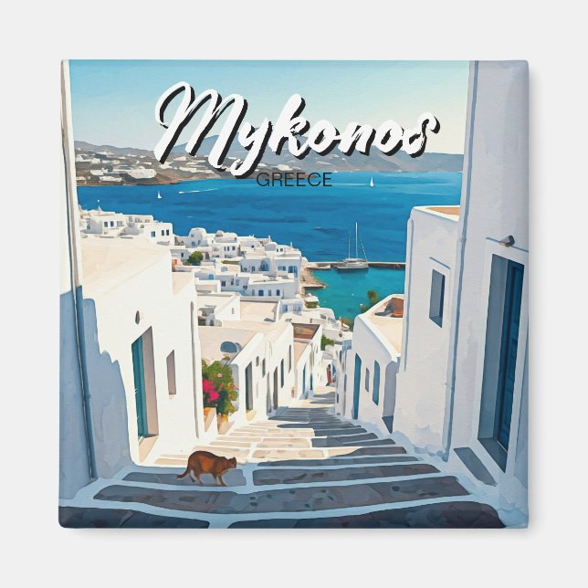 Imã Gato na Grécia Mykonos Cyclades Viagem (Frente)