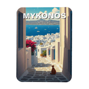 Ímã Gato na Grécia Mykonos Cyclades Viagem