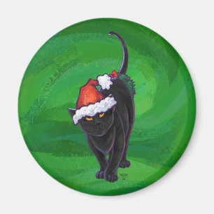 Imã Gato Negro de Natal em Verde