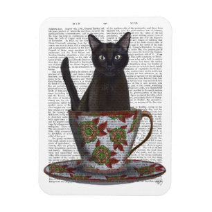 Ímã Gato Negro em Teacup