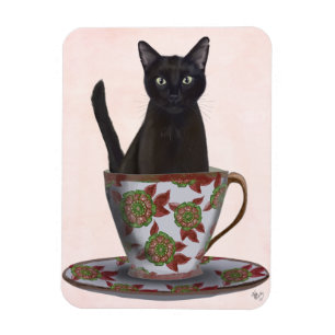 Ímã Gato Negro em Teacup