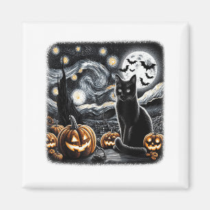 Imã Gato Negro Halloween Gata Amada Noite Estrelada Ga