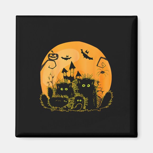Imã Gato Negro Pumpkin Lua Halloween Costume Gato (Frente)