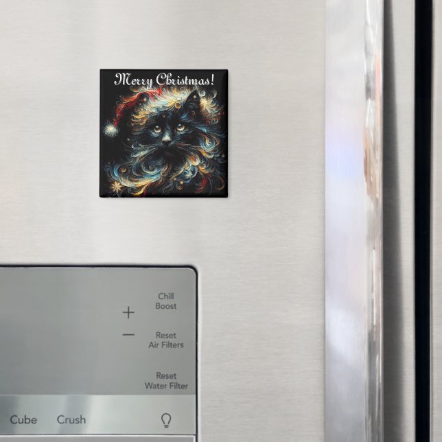 Imã Gato Negro Whimssso Papai noel Natal Hato Sazonal (In Situ (Fridge))