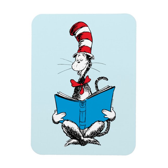 Ímã Gato no Chapéu Lendo (Vertical)