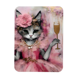 Ímã Gato num vestido cor-de-rosa com um Ouro