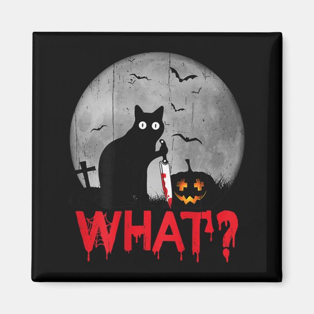 Imã Gato O Que_ Gato Preto Assassino Com Faca Hallowee (Frente)