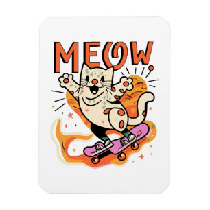 Ímã Gato Patinando Meow