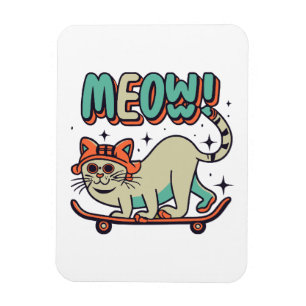 Ímã Gato Patinando Meow