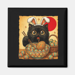 Imã Gato Persa Anime Comendo Ramen Ovo Japonês Páscoa