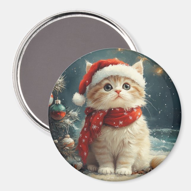 Imã Gato Persa  Natal Praia Vintage (Front/Back)