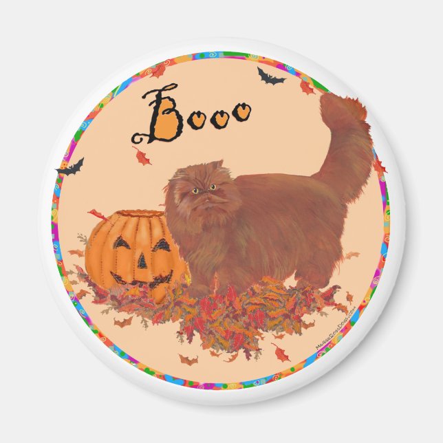 Imã Gato Persa Vermelho Halloween (Frente)