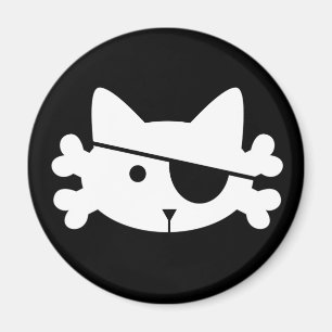 Imã Gato Pirata Branco - ímã