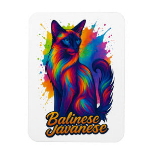 Ímã Gato-Pop de-Arte de Gato Balinês Vibrante - Colori