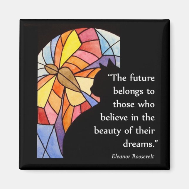 Imã Gato por Janela com Borboleta - Magnet (Frente)