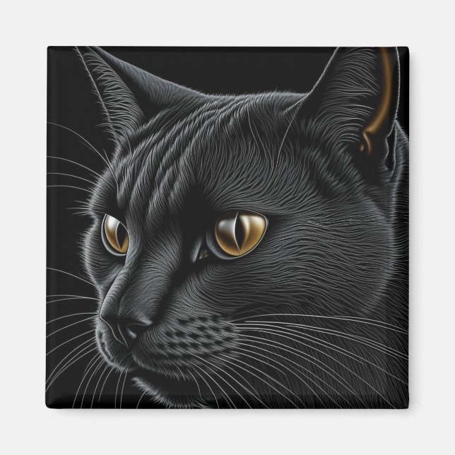 Imã Gato preto AI com olhos amarelos (Frente)