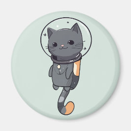 Imã Gato Preto Astronauta Kawaii Fofo