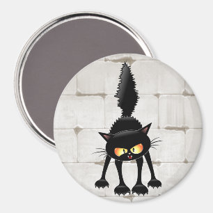 Imã Gato Preto Cartoon Engraçado e Feroz