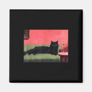 Imã Gato Preto Com Impressão De Arte De Martini