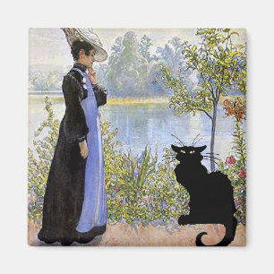 Imã Gato preto com mulher