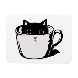 Ímã Gato preto com nariz vermelho escondido em um copo