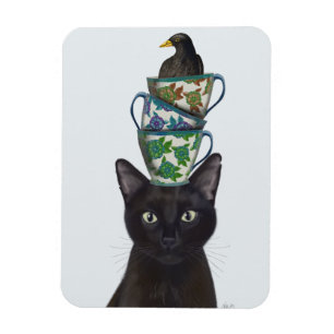 Ímã Gato Preto com Teacups e Blackbird