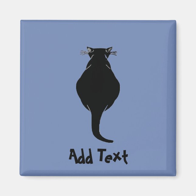 Imã Gato Preto Cômico, adicione texto (Frente)