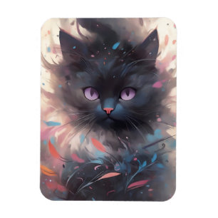 Ímã Gato Preto de Cores Aquáticas Místicas Gato cúmu