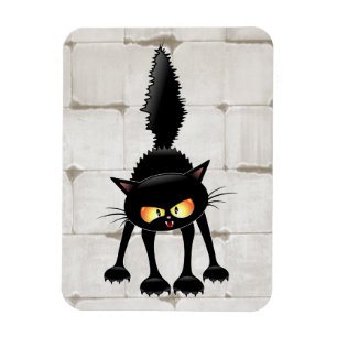 Ímã Gato Preto de Desenho Animado Engraçado e Feroz