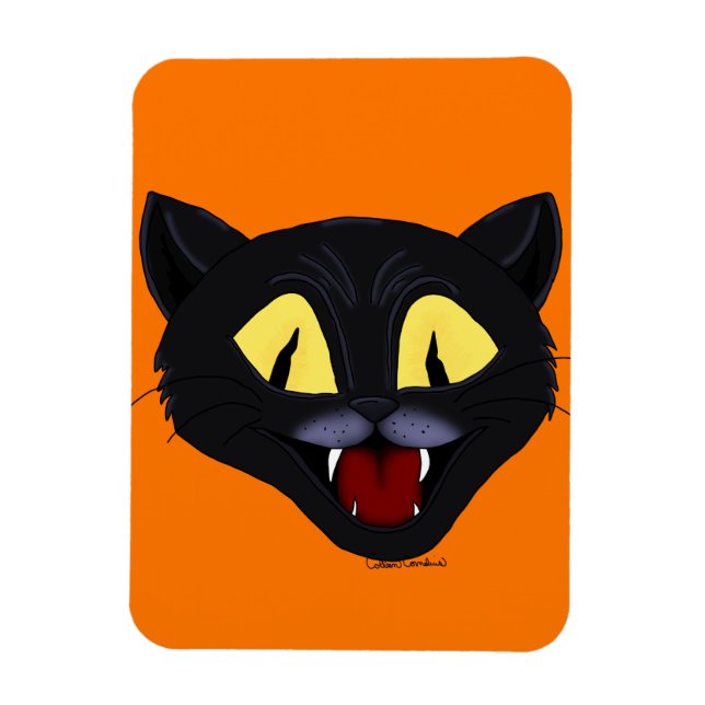 Ímã Gato Preto de Halloween (Vertical)