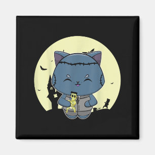 Imã Gato Preto de Halloween e Boneca de Monstro Mágico