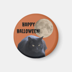 Imã Gato Preto de Lua Completa do Halloween