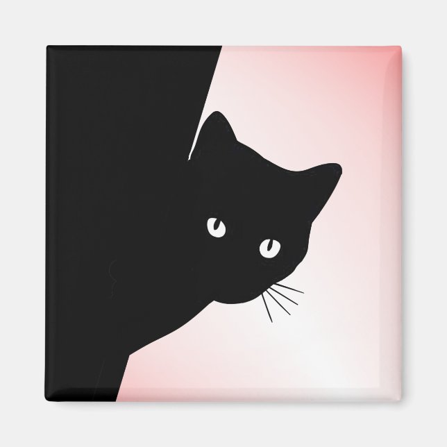 Imã Gato Preto de Vento Rosa (Frente)