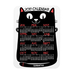 Ímã Gato Preto do Século de Médio do Calendário Mensal