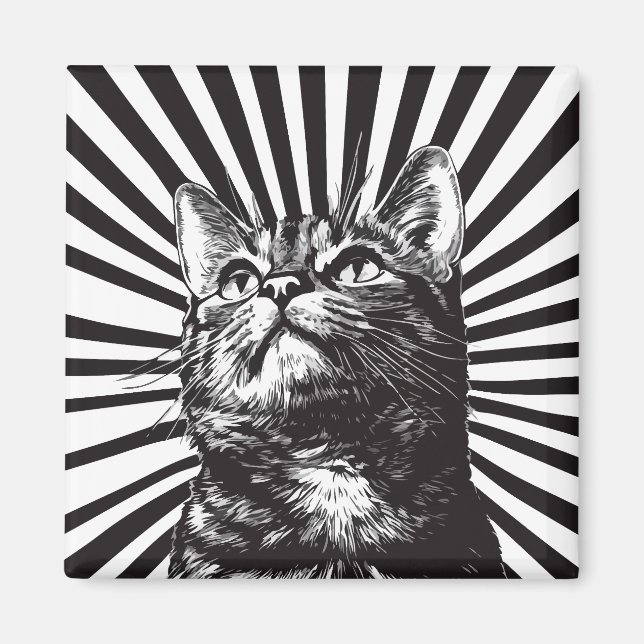Imã Gato preto e branco (Frente)