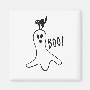 Imã Gato Preto e Fantasma no Halloween Assustador e Fo