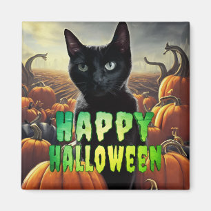 Imã Gato Preto e Pumpkins