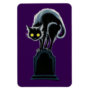 Ímã Gato Preto em Magneta Roxa de Tombstone