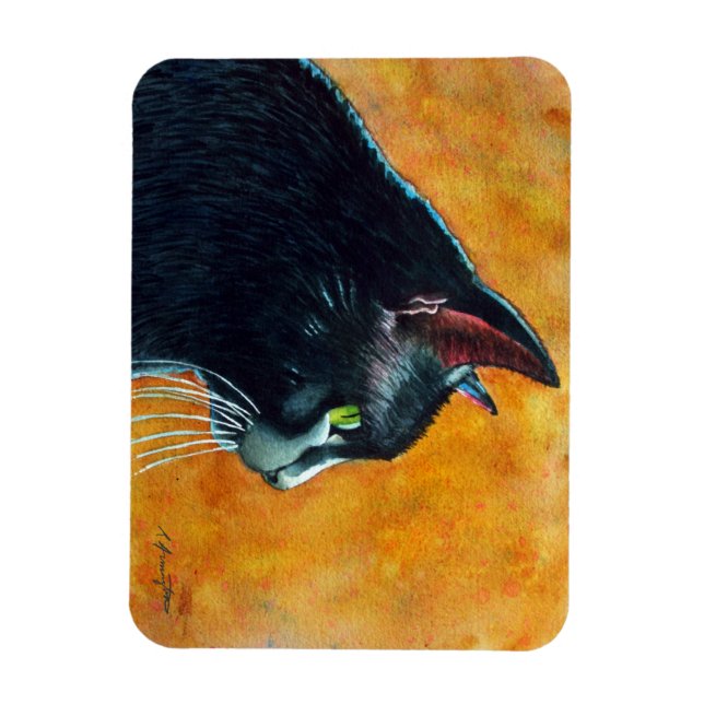 Ímã Gato Preto em Perfil (Vertical)