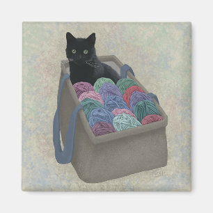 Imã Gato preto em saco de fio