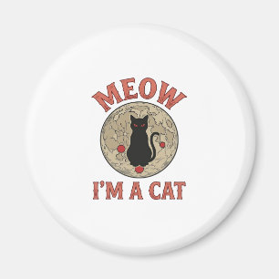Imã Gato Preto Engraçado Lua Vintage Design de Hallowe