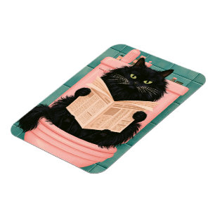 Ímã Gato preto engraçado no banheiro
