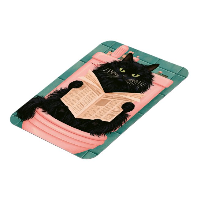 Ímã Gato preto engraçado no banheiro  (Left Side)