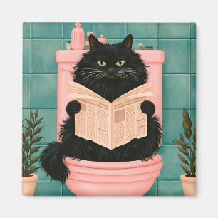Imã Gato Preto Engraçado no Banheiro
