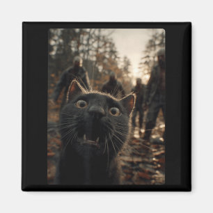 Imã Gato Preto Engraçado Selfie Com Zombies Felino Ani