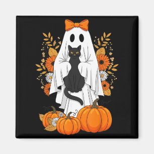 Imã Gato Preto Fantasma Abóbora Fofo Outono Halloween