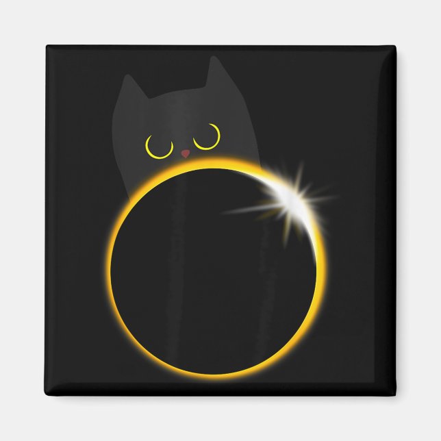 Imã Gato Preto Fofinho Amante de Eclipse Solar (Frente)