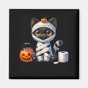 Imã Gato Preto Fofo de Halloween Abóbora Doces ou Trav