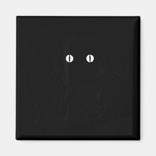 Imã Gato Preto Fofo de Halloween com Bigodes Feliz
