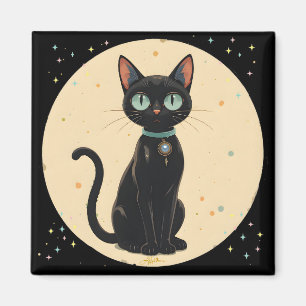 Imã Gato Preto Futurista Atômico Lua